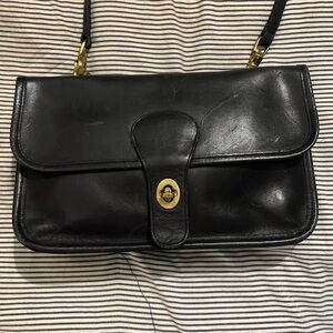 Vintage Coach Twin Clutch Bag, Black glove tanned leather, 11x7x2